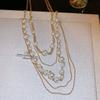 Diamond Water Drop Pearl Beaded Necklace Autumn and Winter French Light Luxury Sweater Chain Fashionable Versatile High-end Jewelry