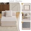 Floor Couch,Compression Sofa,Convertible Sofa Bed-with Pillow Back Support Armrest,Corduroy Fabric,for Living Room Bedroom,White