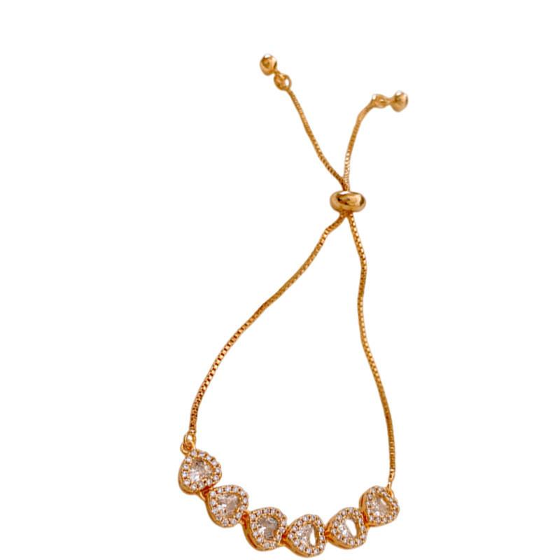 Vintage Heart Shaped Adjustable Bracelet With Gold Plating For Elegant Women Gift
