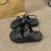 Queen Fan Retro Versatile Platform Sandals Women's Shoes 2025 New Summer French with Skirt Beach Roman Shoes