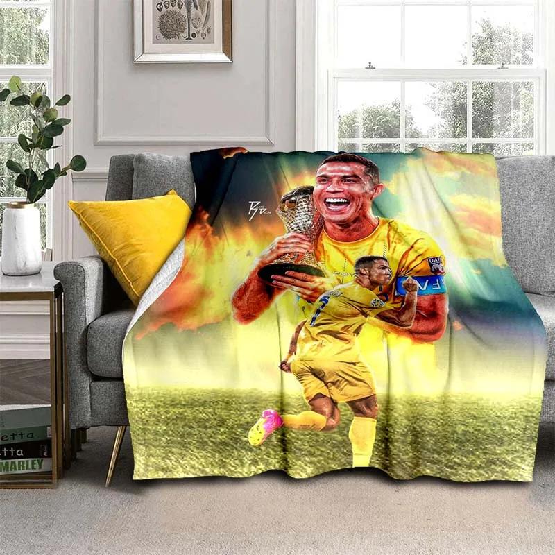 Pătură de flanel cu model Cristiano R-Ronaldo CR7, pătură multifuncțională pentru cadou de sărbători Pături calde și moi toate anotimpurile