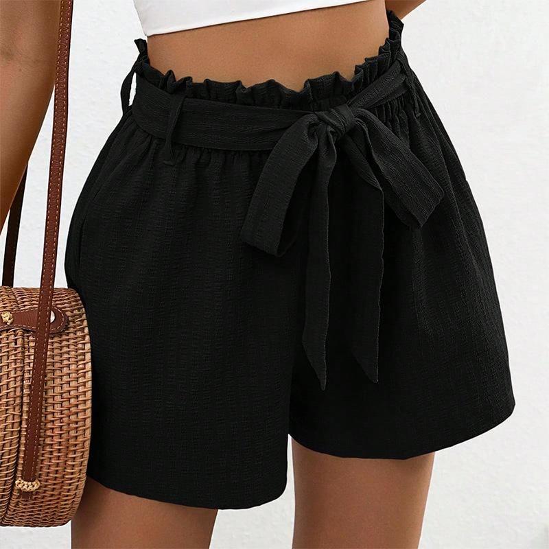 European and American Leisure Summer New Arrival Women's Clothing High Waist Shoelace Loose Wide Leg Shorts
