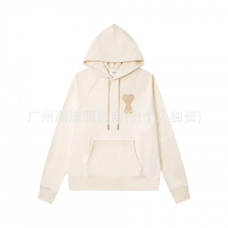 Unisex Embroidered Heart Hoodie Sweatshirt Casual Loose Fit Cotton Pullover Winter