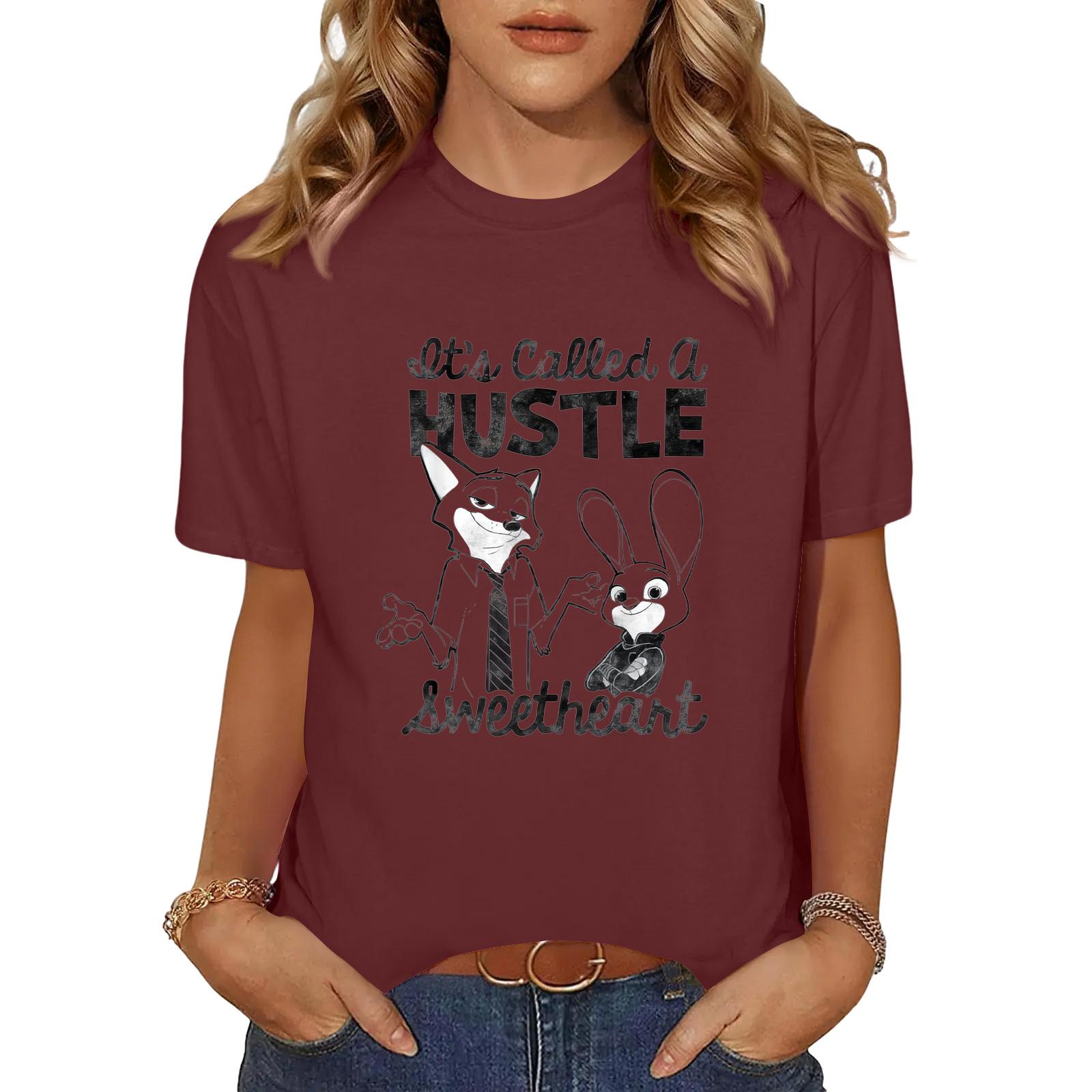 

Women s Fashionable And Comfortable Plus Size Printed Casual Short-Sleeve Top M винный