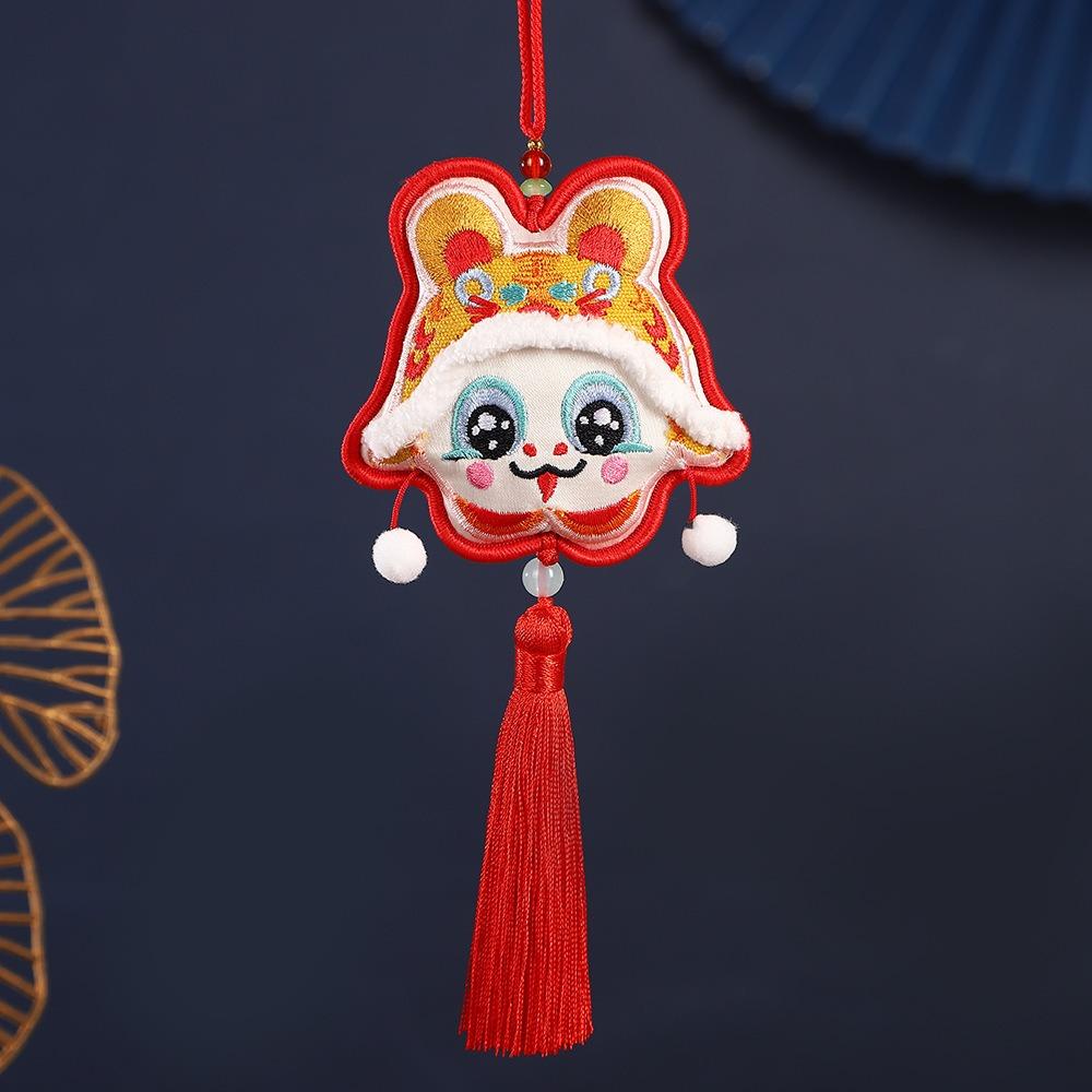 Traditional Hanging Neck Fragrant Bag Embroidery Dancing Lion Pendant  Spring Festival
