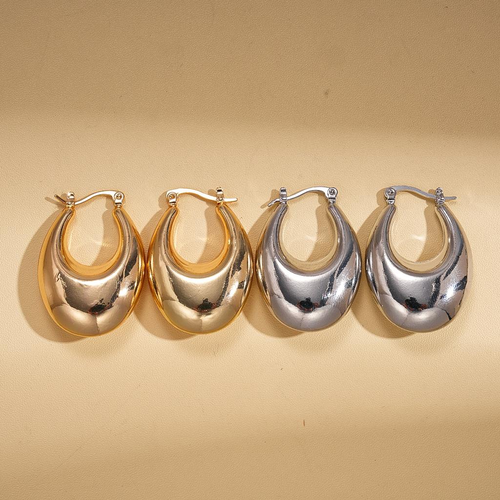 Glossy Oval Ear Buckles ins Simple Earrings Eco-Friendly Earrings