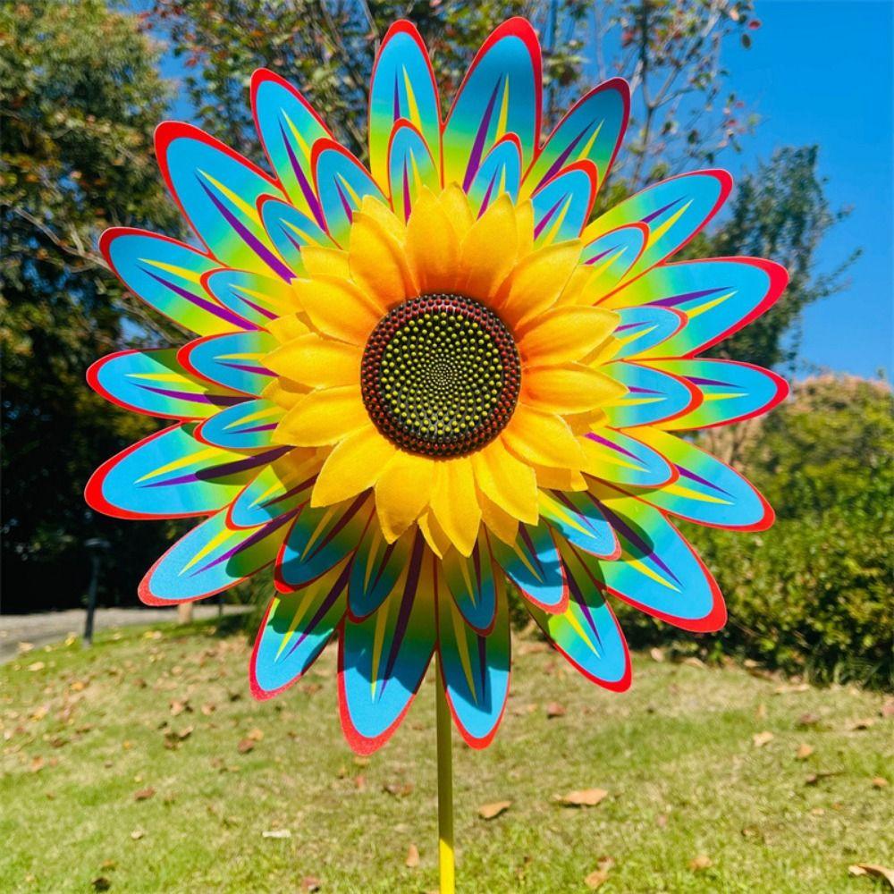 Diameter 36cm Sunflower Windmill Stake Standing Lawn Flower Pinwheel Outdoor Party Picnic Decor