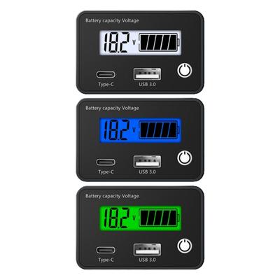 Upgraded Battery Capacity Voltage Meter with Alarm 12V 24V Acid Battery Lithium Battery Gauge Meter for Most Cars-