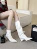 2025 autumn and winter new pointed head thin heel high heel temperament thin French fashion sexy beauty absolutely long and short boots