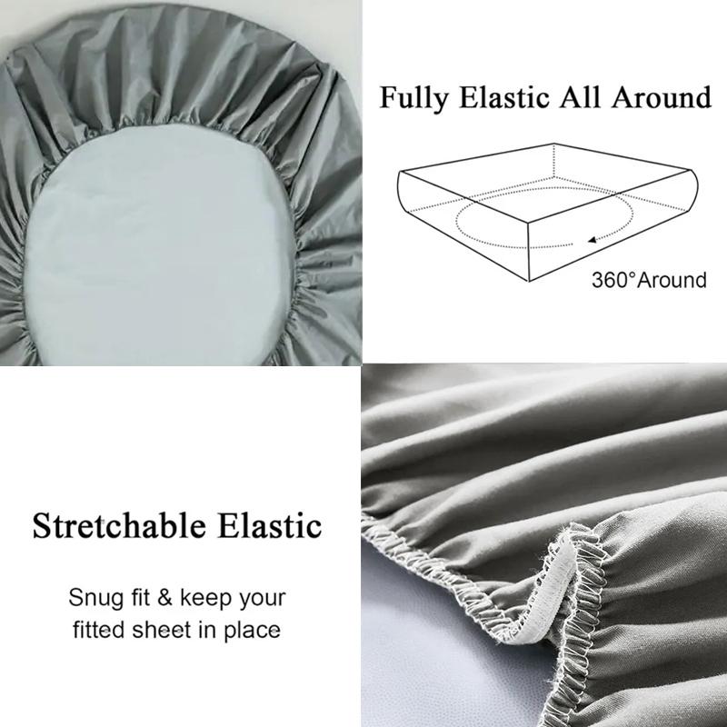 1pc Waterproof Fitted Sheet,Soft Polyester Bedding Mattress Cover with Deep Pocket,Solid Color Design for Bedroom,bed Sheet Only, Dormitory Bedding