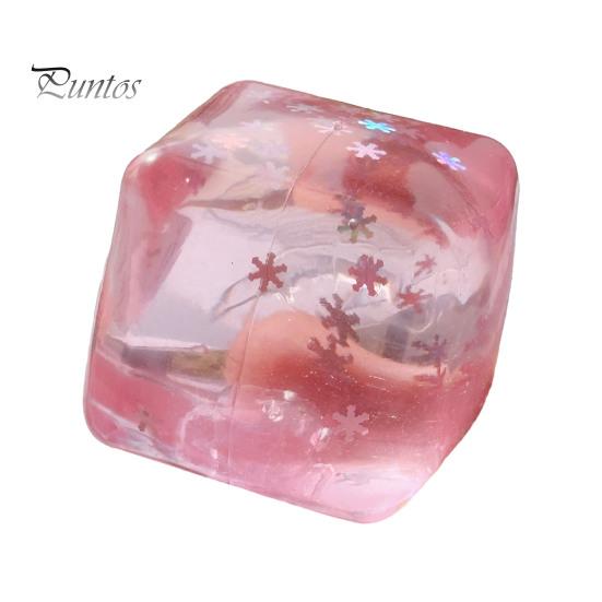 Hand Exercise Ball Anxiety Relief Stress Cube Toy, Clear Frosted Squeeze Toy Snowflake Glitter Ice Sensory for Students Workers Tool