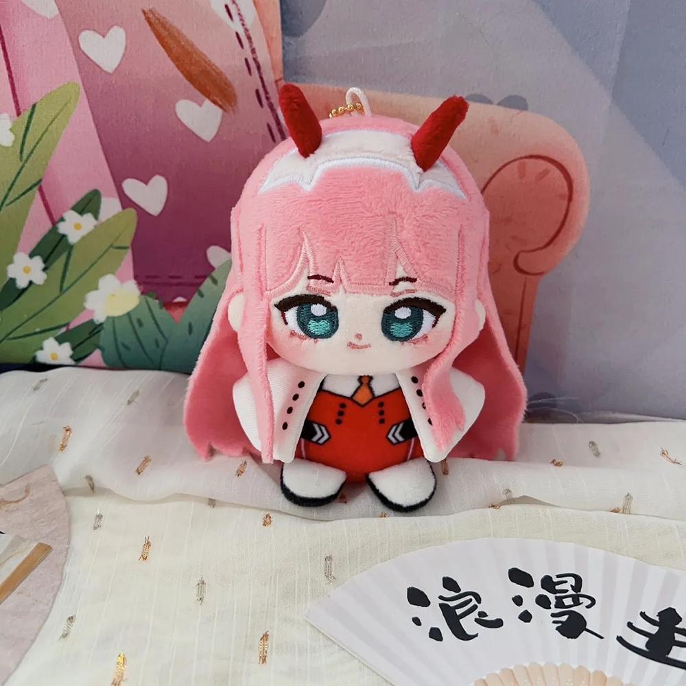 Anime DARLING In The FRANXX Zero Two Cosplay Keychain Cute Plush Cotton Doll Backpack Pendant Keyring Accessories