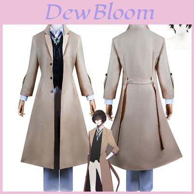Deluxe Dazai Osamu Cosplay Costume Wig Trench Coat Bungo Stray Dog Halloween Carnival