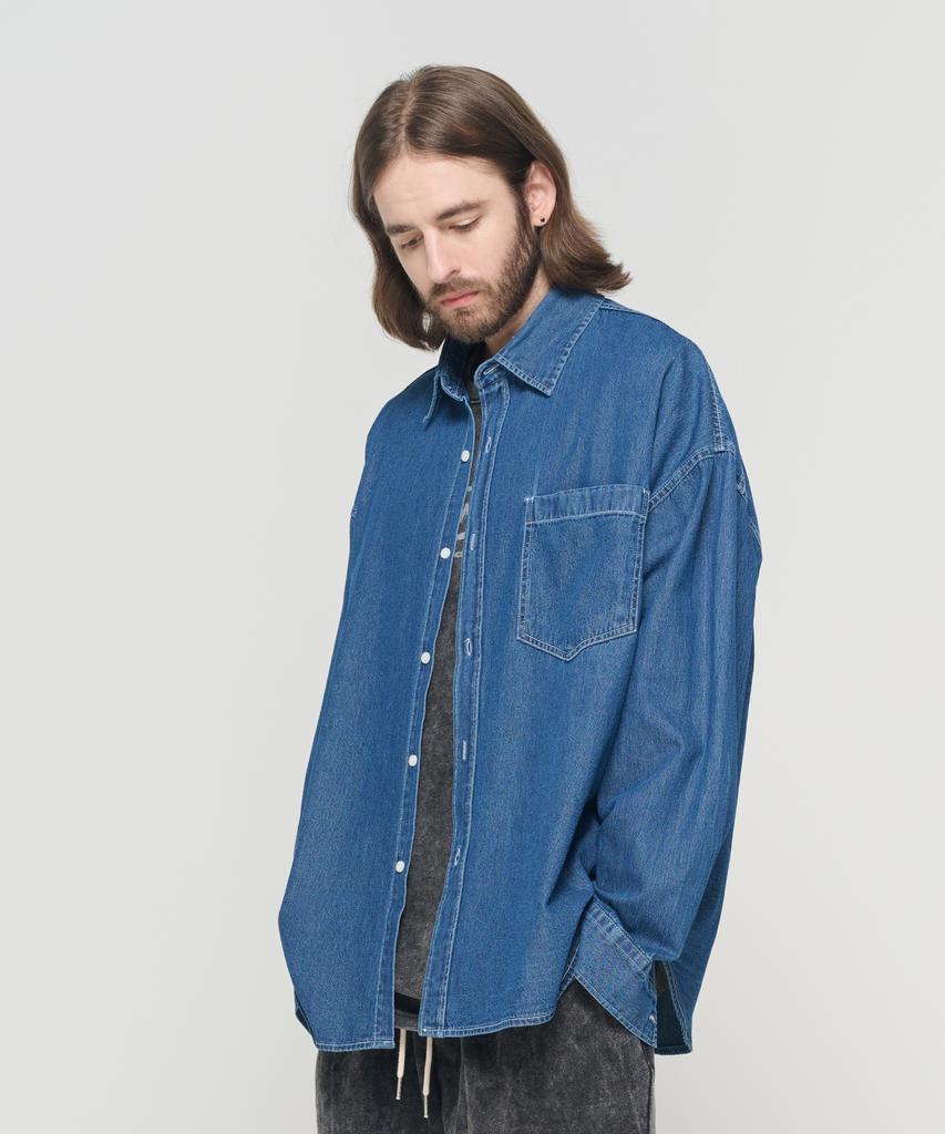 CARGOBROS Cb Washed City Boy Denim Shirt (Dark Blue)