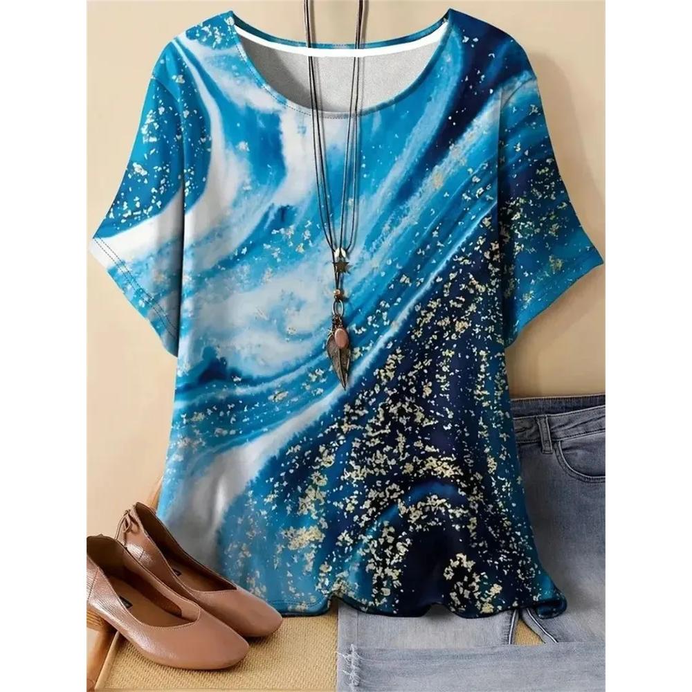 Casual Loose Leopard Print Top Casual Short Sleeve Fashionable Versatile T-Shirts Women’s
