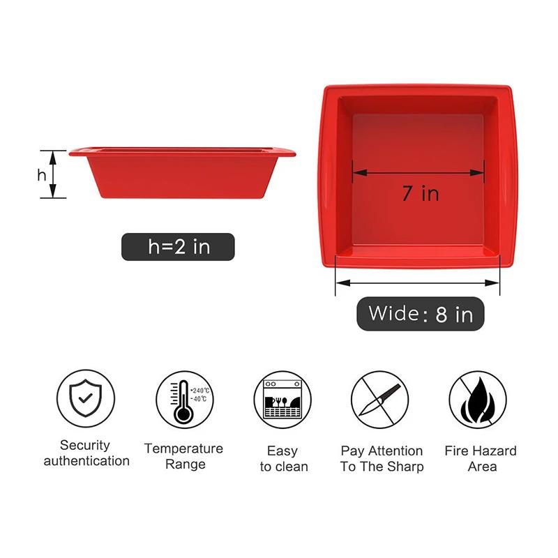 8 x 8 Zoll Silikon Quadratische Kuchenformen Tiefe Silikon Backform Angel Food Käsekuchen Backform Brownie Form Bpa Frei 0142