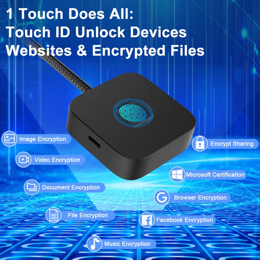 USB Fingerprint Reader with USB Hub/5ft Cable Portable Fingerprint Logger Biometric Fingerprint Login Reader for Windows 11/10