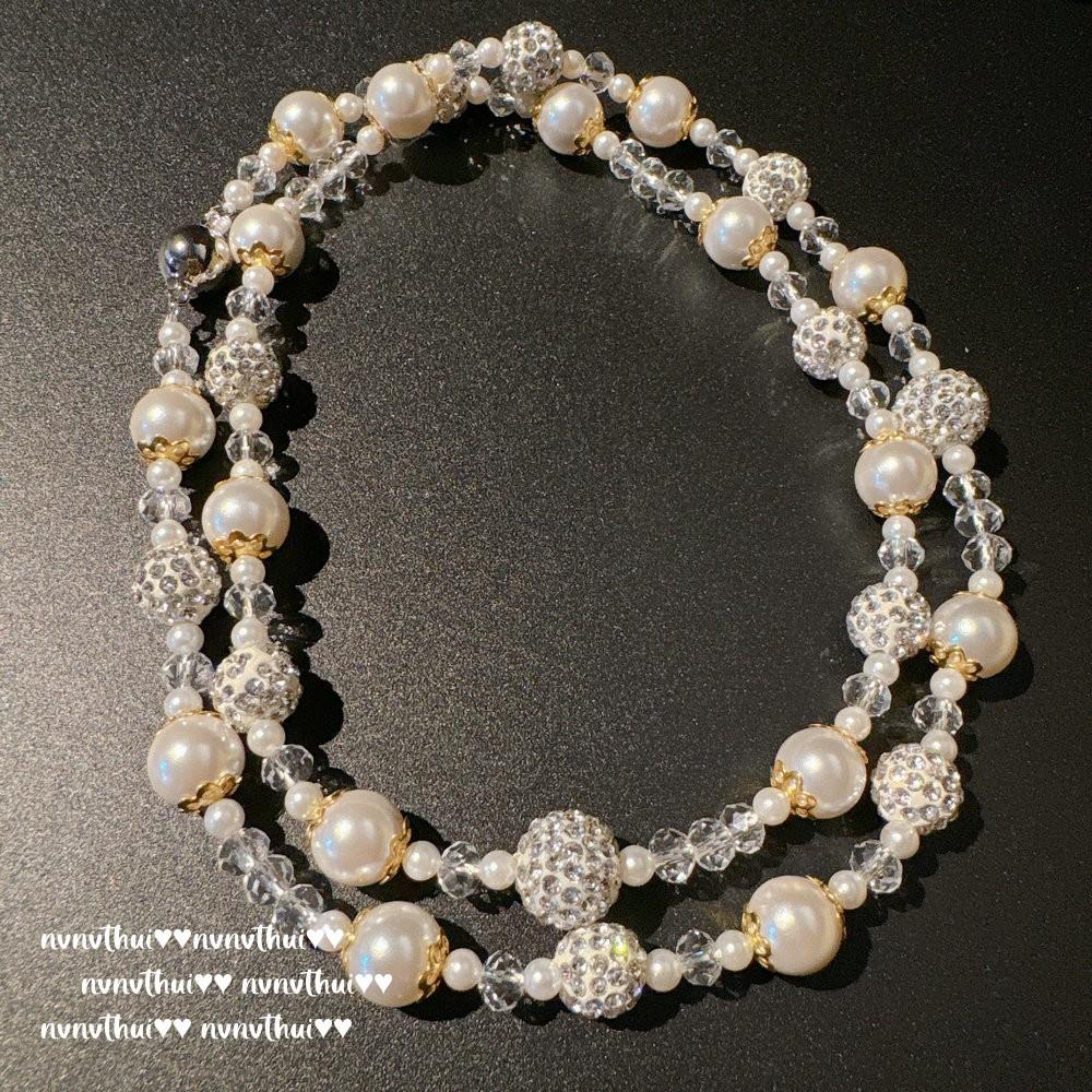 Mermaid Tears, Sunset Water Drop Diamond Ball Crystal Pearl Necklace, Fairy Water Drop Zircon Earrings.
