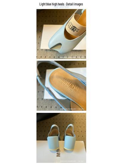 MM6 Samt Riemen Flache Sandalen - Frühling/Sommer '26 - Apfel Zehenpartie, Elastisches Band, Vielseitiges High Heel Design