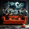 VIKAMA Halloween Spukschloss Wandteppich Geist Kürbis Friedhof Wandbehang Gruselige Nacht Kulisse Party Schlafzimmer Dekoration