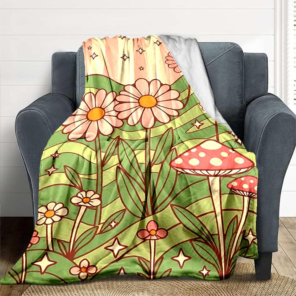 1pc Flower Fantasy Lightweight Flannel Blanket, Comfortable and Warm Blanket, for Office and Camping Sofa Bed, Livingroom166