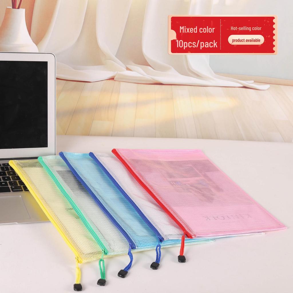 A4 Waterproof Transparent Mesh Zipper Bag for Students: Cross-Border File Storage & Classification