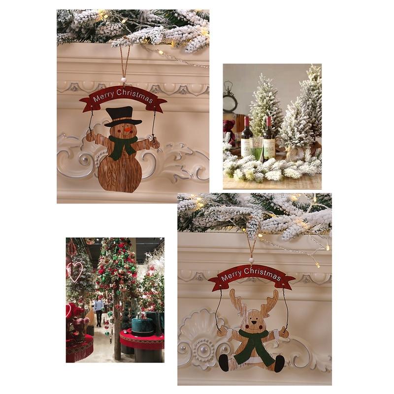 Christmas Party Decorations Kids Gift Hanging Drop Ornaments Christmas Wooden Pendants Ornaments for