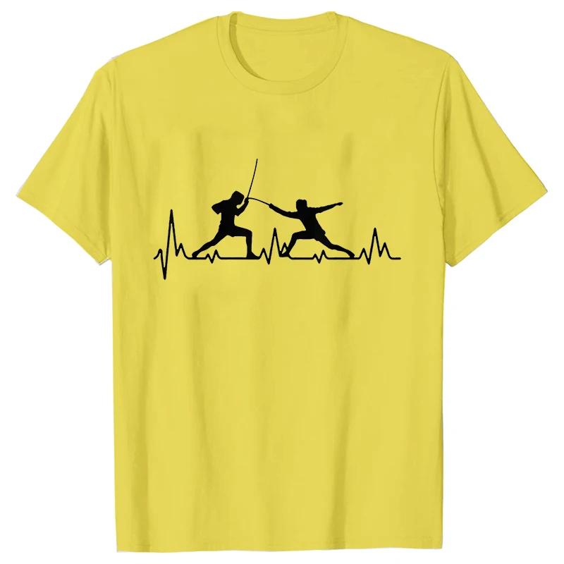 Summer Men T-Shirt Heart Beat Fencing Funny Graphic Tops Short Sleeve Tees Fencing Oversized Tshirt Cool Gift Mens Clothing