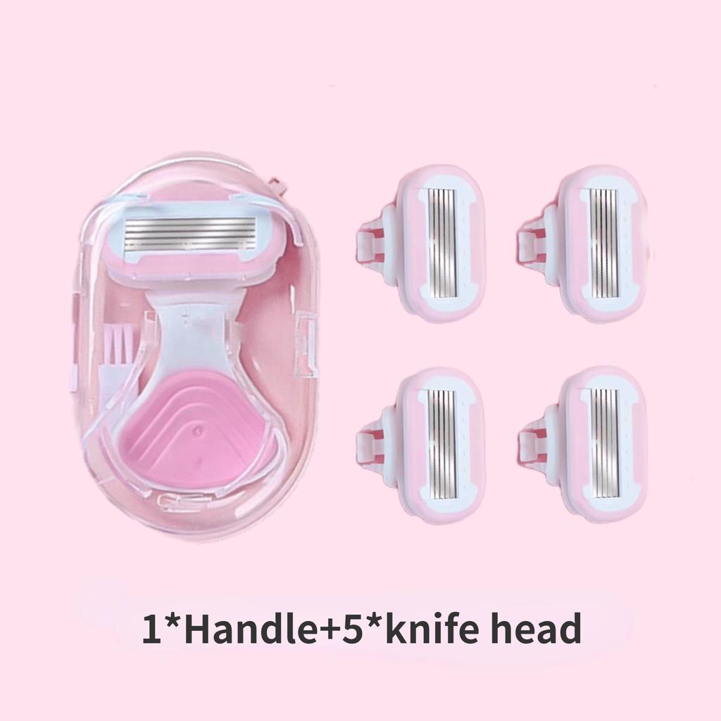 Portable Shaving Razor for Women Bikini Leg Hair Private Body Shaver Use 5 Layer Skin Care Soap Blades Cartridge