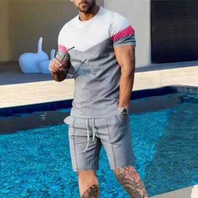 Hawaiianischer Herren-T-Shirt-Freizeitanzug, Sommer-Kurzarm-Shorts, ein Set aus Streetwear-Strandhosen mit einem Oberteil, einfacher Anzug für Männer