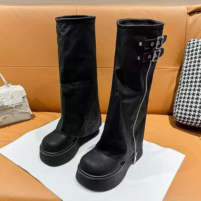 Wide thigh circumference long boots thick leg boots big tube circumference women's boots retro western cowboy boots women