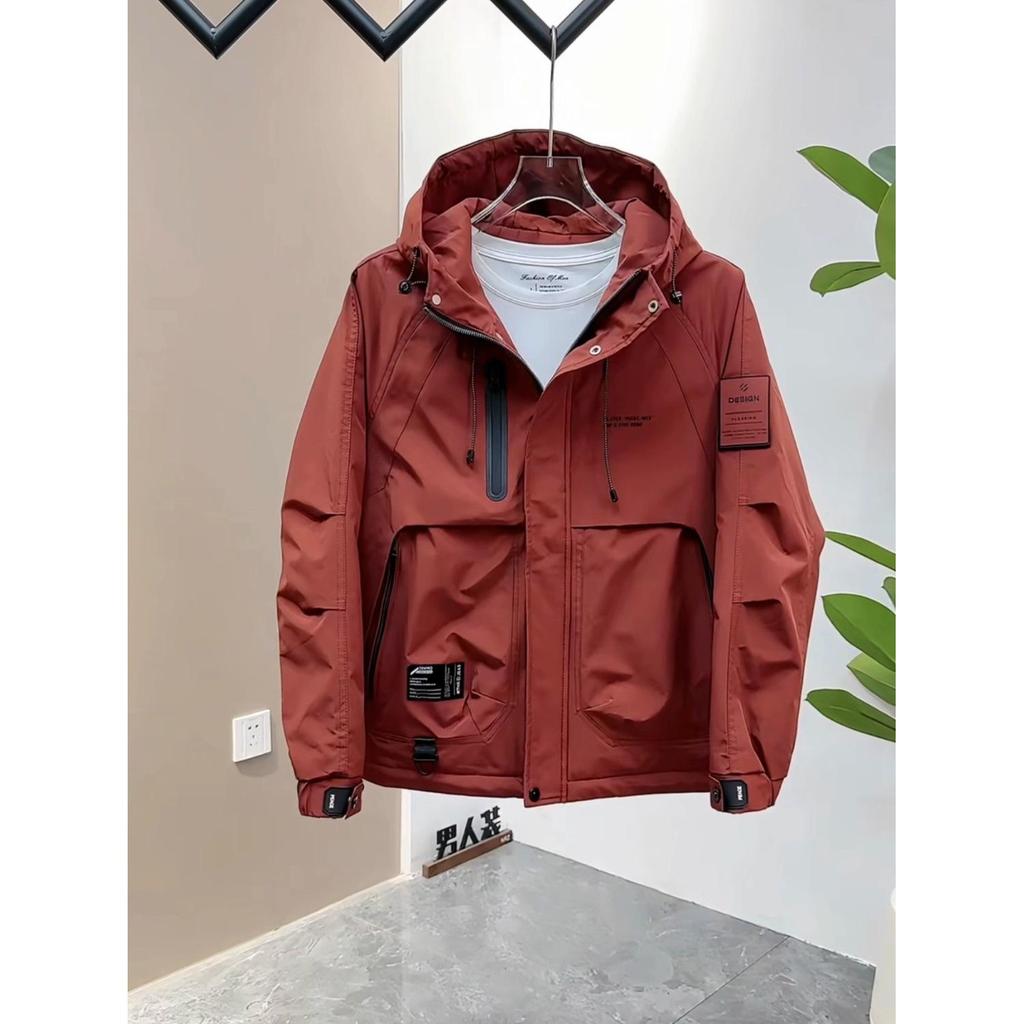 Men's 2025 Winter Hooded Jacket: Spring/Autumn Workwear, Padded, Thickened, Windproof Cotton Coat, Trendy Style.