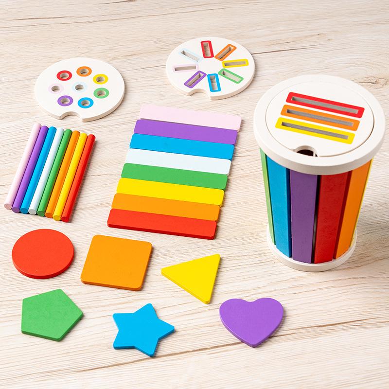 

Montessori Wooden Shape Sorting Bucket - Early Education and Sensory Training Toy for Toddlers