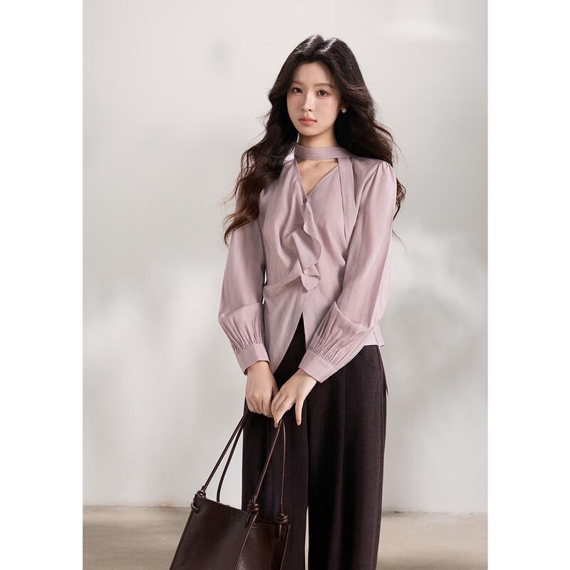 Mishow Elegant Tie-Neck Long Sleeve Blouse