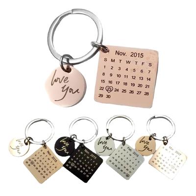 DIY Gravírovaná klíčenka: Personalizovaný kalendář pro páry - Valentýnský, narozeninový, výroční dárek - Nerezová ocelová památka na datum