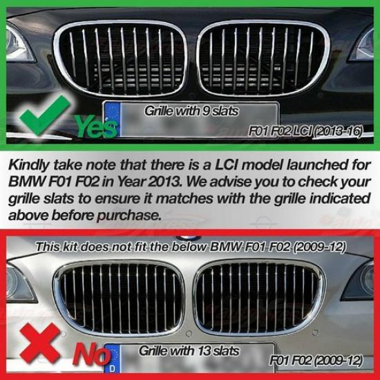 For BMW 7 Ser F01 F02 2013~16 M-PerFitmance 9 BAR Kidney Grille 3 Color Covers