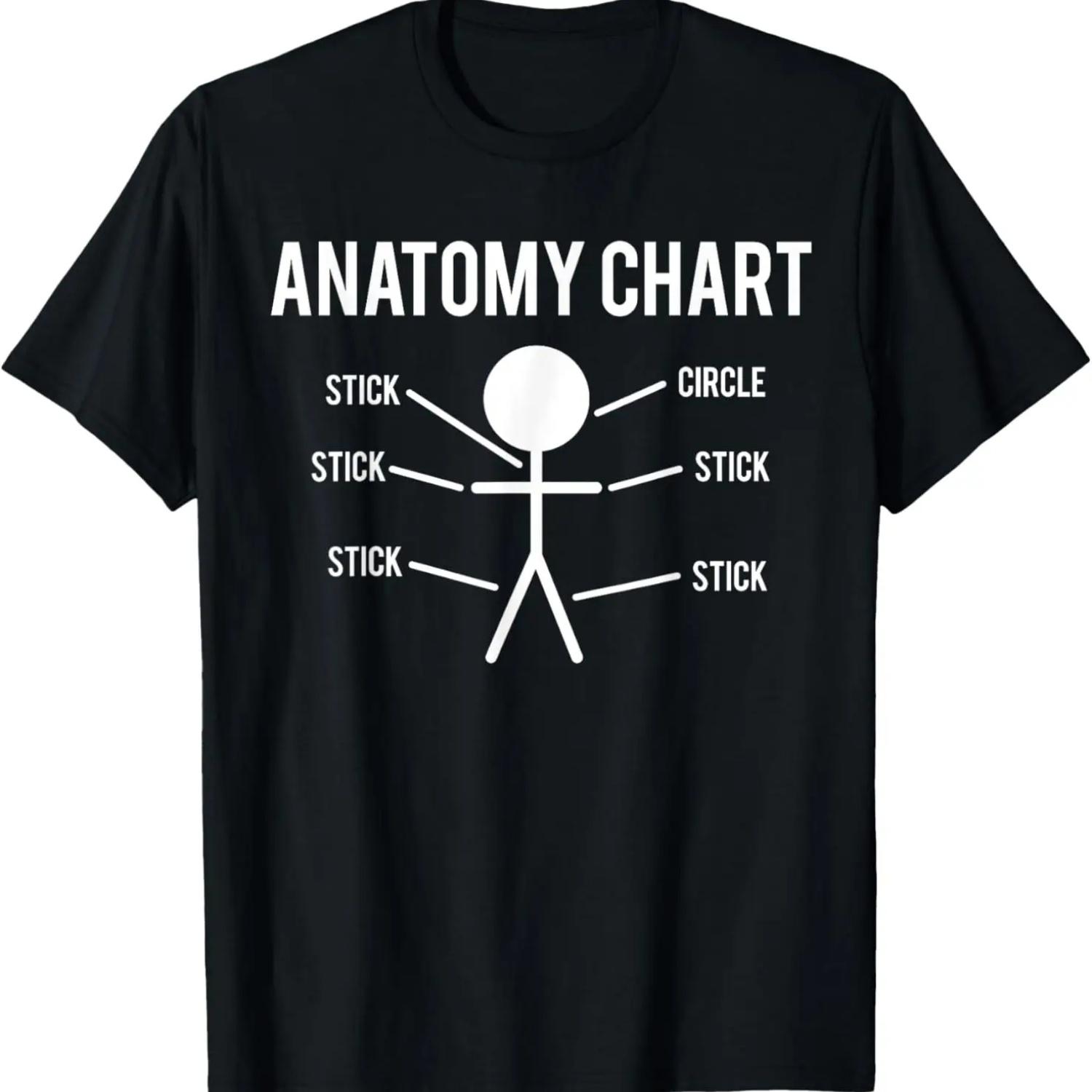 Stick Figure Anatomy Chart_ Stick Circle Funny T-Shirt T-Shirt,100% cotton S