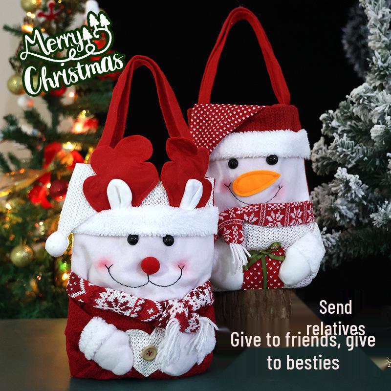 Cross-border Christmas Eve Cartoon Apple Gift Bag for Kids - Flip Cap Tote with Candy Inside