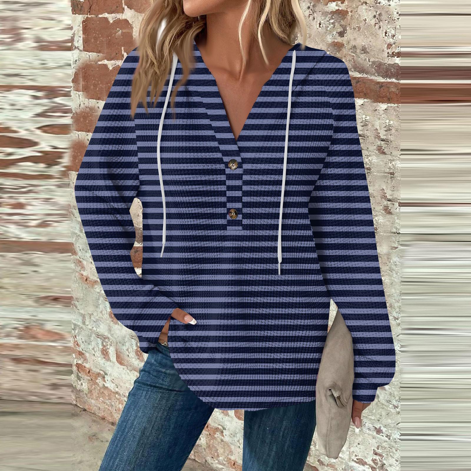 

Женская мода с длинным рукавом, завязками на шнурке, капюшоном, пуговицами, V-образным вырезом, повседневная толстовка с капюшоном и принтом L