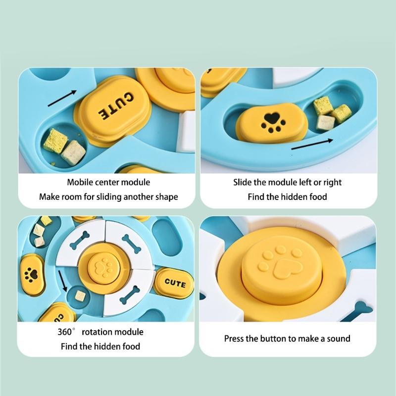 Sliding Modulel Intelligence Feeding Toy Interactively Slow Feeders Puzzles Bowl for Mental Enrichment And IQ Training