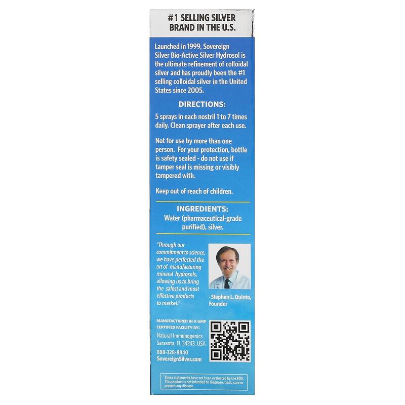 Bio-Active Silver Hydrosol, Natural Nasal Spray, Sinus Relief, 2 Fl Oz (59 Ml)