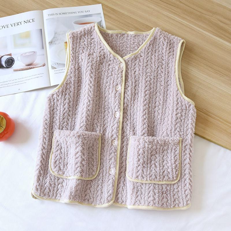 Padded Vest Thickened Women Winter Sleeveless Tops Vest Oversize Solid Color Casual V-neck Vest