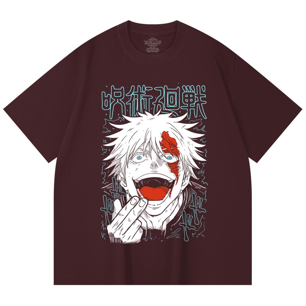 

230 Gsm 100% Cotton Jujutsu Kaisen V1 Gojo Print Unisex Heavy Cotton T Shirt 2XL