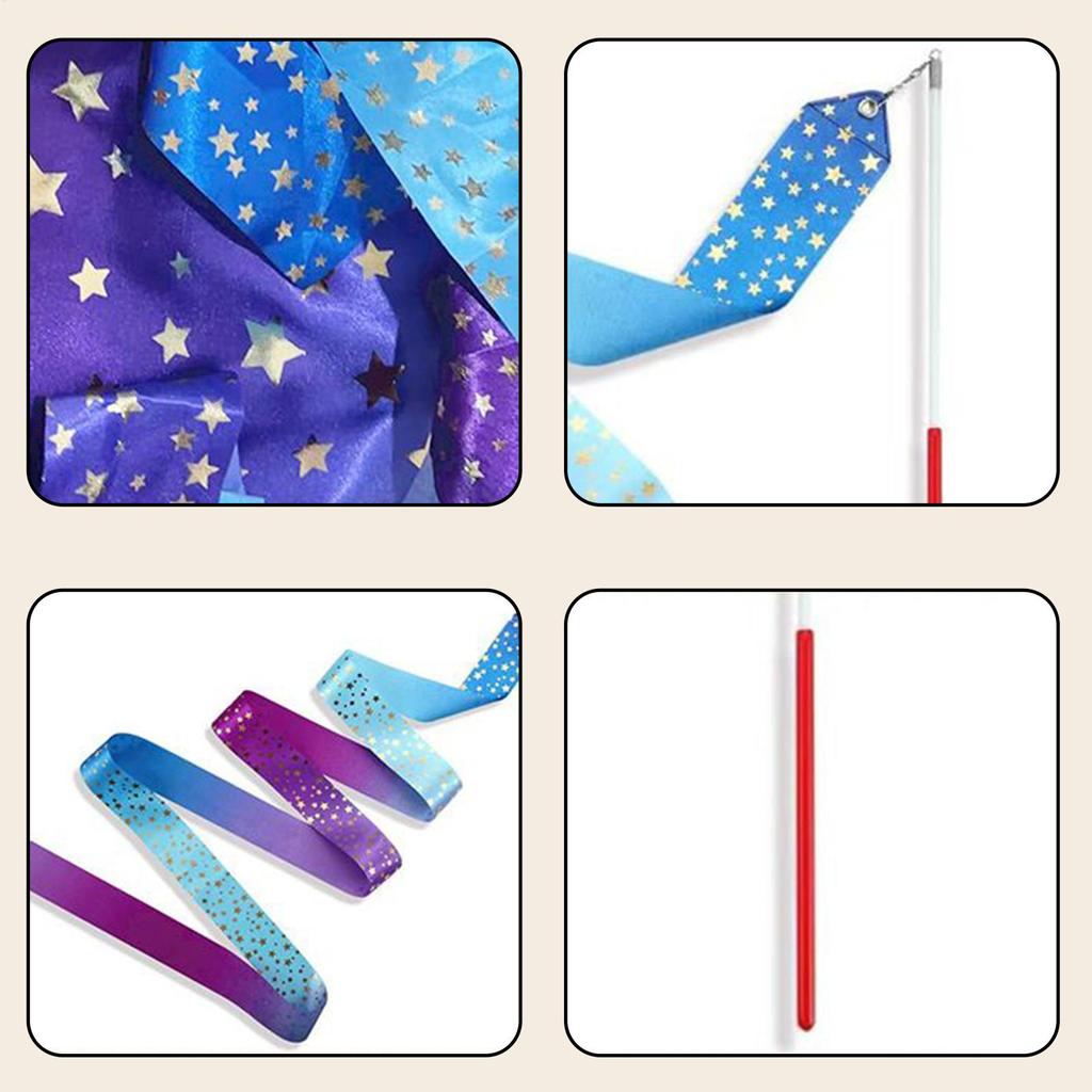 new Sparkly Gradient Dance Ribbon Long Twirling Streamer Wand For Parties, Talent Shows, Fitness & Classroom Activities