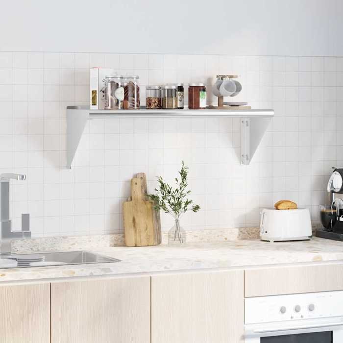 VidaXL Étagère murale 100x30x31 cm argenté acier inoxydable, étagère flottante, étagère murale d'exposition, panneau 30273