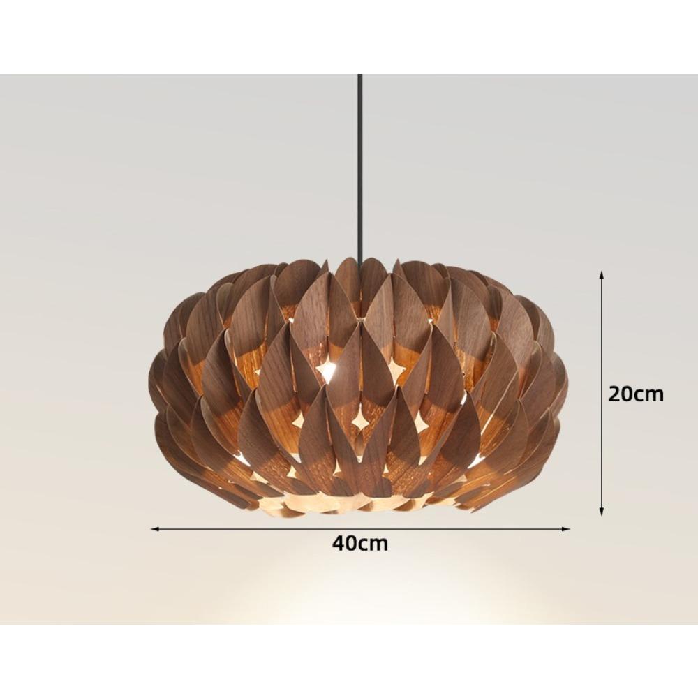 40CM Nordic Modern Style Pendant Light Ball Shade Wooden Pendant Lamp for Dining Living Room Indoor Home Decor E27 LED Lamp