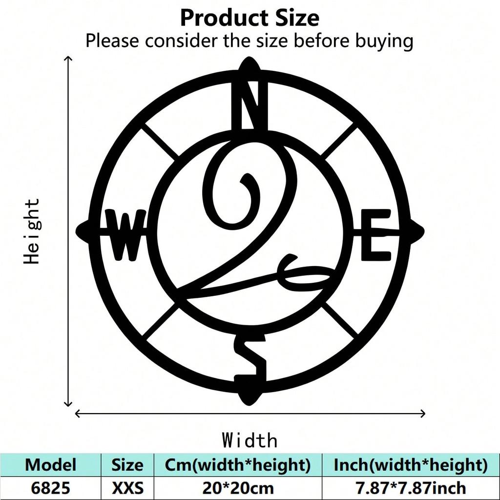 Vintage Art Deco Iron Wall Decor Compass Home Ornament Farmhouse Decor Living Room Office