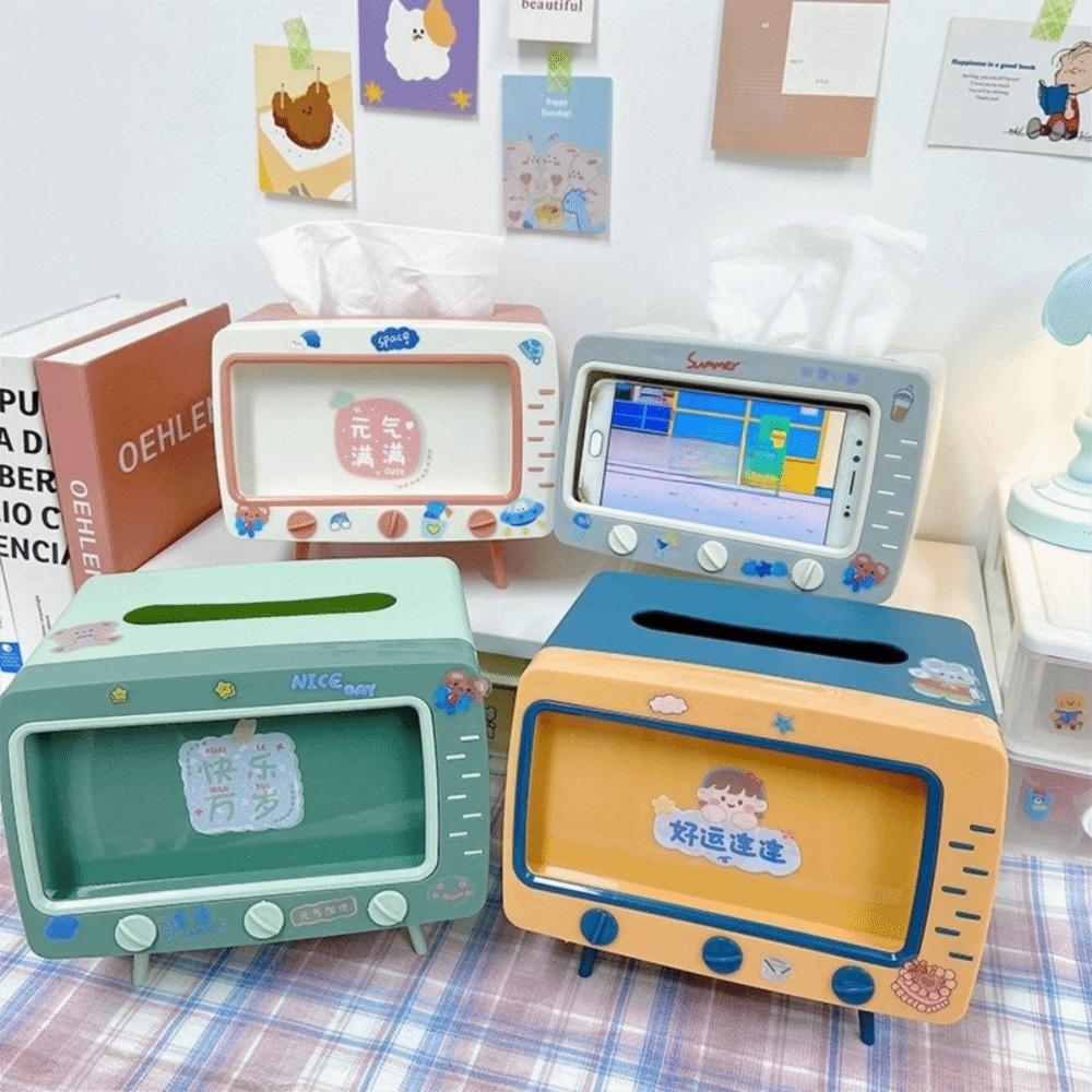 Retro Tissue Box Holder Multifunctional Paper Storage Case Cute Accessory Tissue Organizer Bedroom