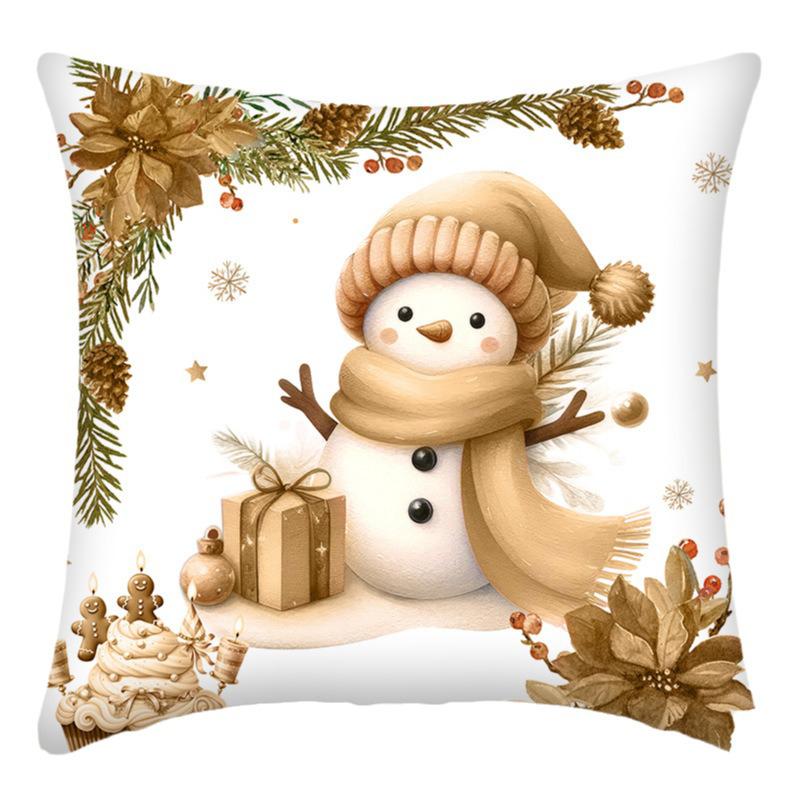 Christmas Home Decoration Pillow Cover Santa Claus Snowman Gingerbread Printed Sofa Cushion Suite Room Decoration Friend Gift