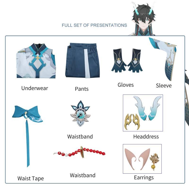 

Danheng Honkaistar Rail Cosplay Set Dragon King Costume Halloween Suit Party S